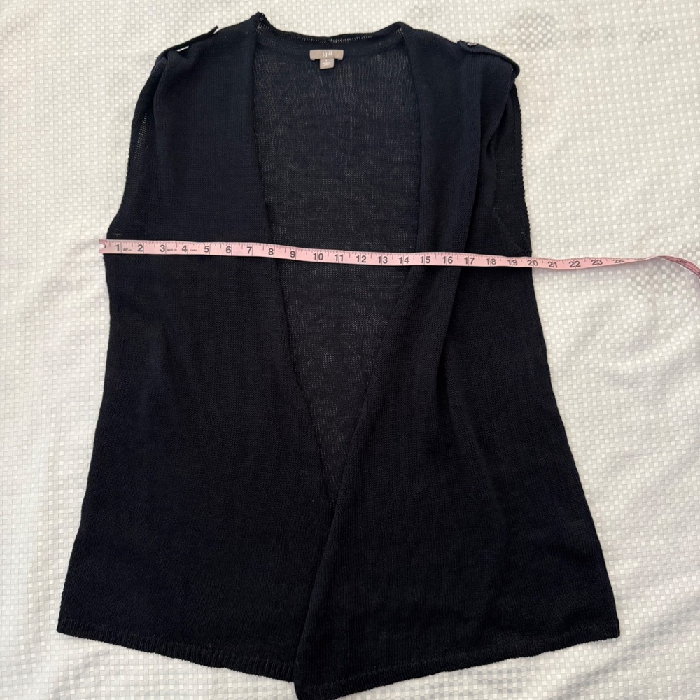 J Jill Womens Navy Blue Linen Blend Knit Vest Size L Coastal Beach Mature - Picture 4 of 7